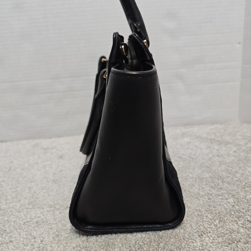 Michael Kors Selma Medium Black Suede Leather Chevron Satchel - Picture 13 of 13
